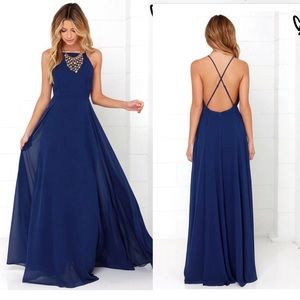 Blue Lulus cross back dress